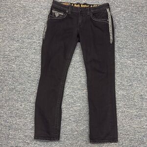 Men’s Rock Revival Ziggy Slum Straight Black Jeans, Size 34